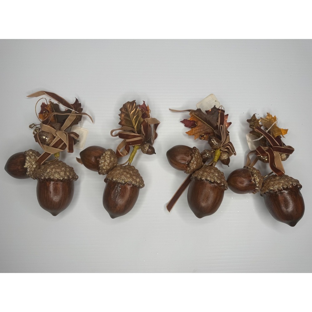 Raz Imports Vintage Acorn Ornaments Set of 4 Fall Harvest Christmas Decor NWT